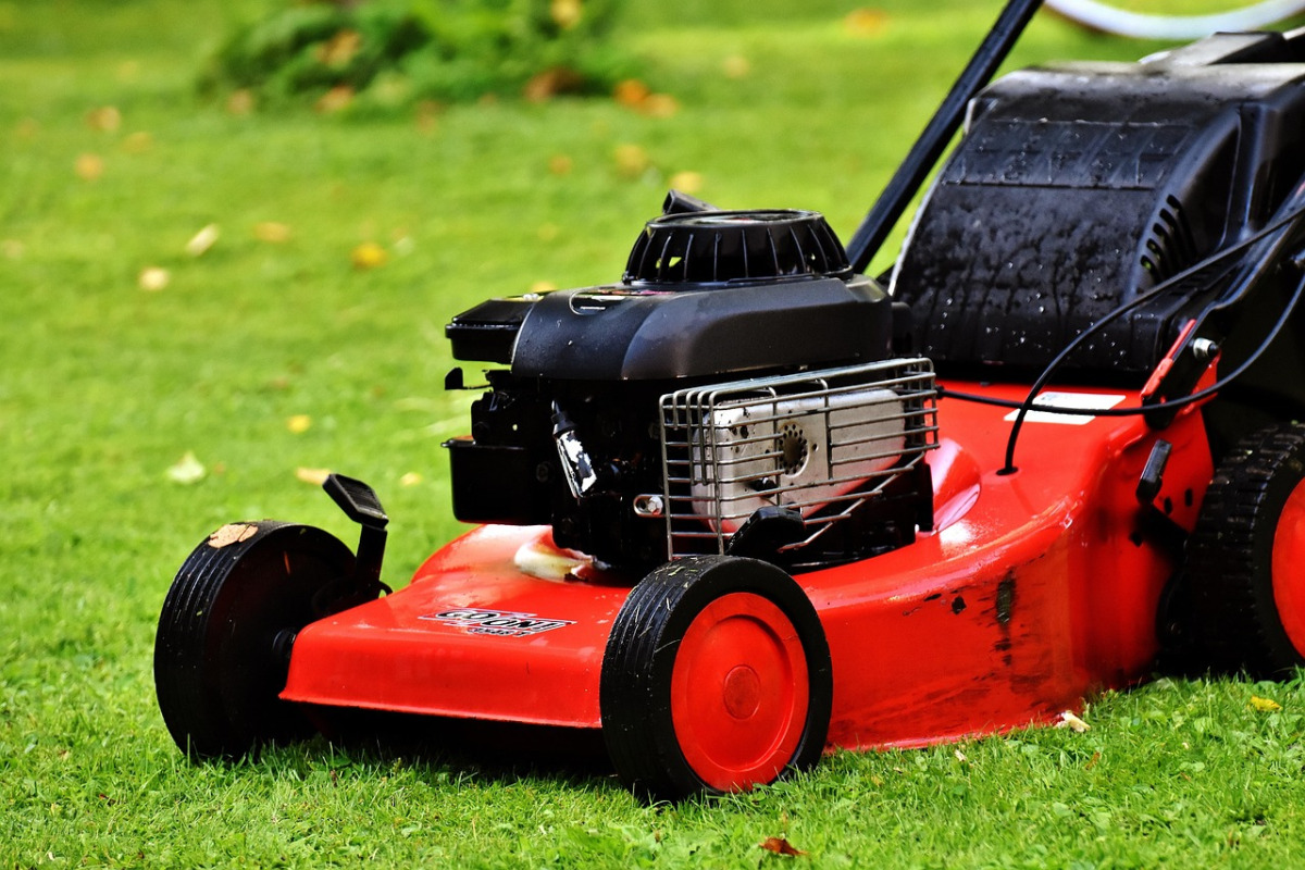 lawn mower mowing grass